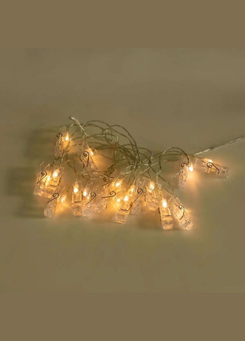 Гирлянда-нить Прищепки 20 LED длина 5 метров, теплый белый GarlandoPro (324071760)