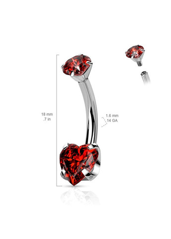 Титановая серьга-банан для пирсинга пупка TIN16-141046-R (Штанга: 10мм, Цвет камня: Красный) Spikes (333342370)