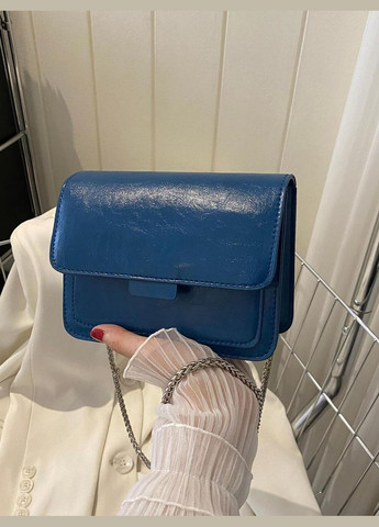 Женская классическая сумка 6004 кросс-боди через плечо на тонком ремешке синяя No Brand (296008223)