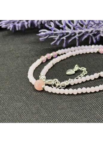 Чокер Чеський Кришталь, Циркон +вставка Полуничний Кварц, гіп-ний сплав колір срібло d-3-4-6мм+- L-37-42см No Brand циркон, кварц латунь, натуральний камінь, скло срібло (362695391)