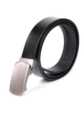 Чоловічий ремінь шкіряний з автоматичною овальною пряжкою 20213 Чорний Vintage (302972363)