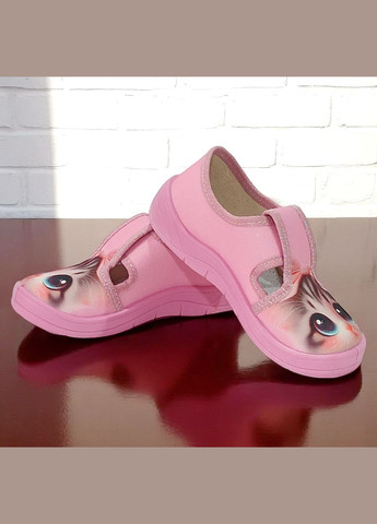 Розовые ортопедические закрытые тапочки для девочки в садик сменка на липучке валди Waldi