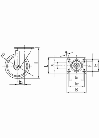 Колесо-блок ПП з гумою поворотне 50мм Geko (313400510)