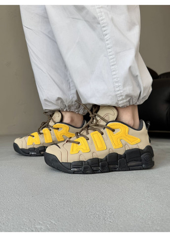Чорні Осінні кросівки чоловічі nike air more uptempo 96 brown / black / yellow найк аір мор аптемпо No Brand