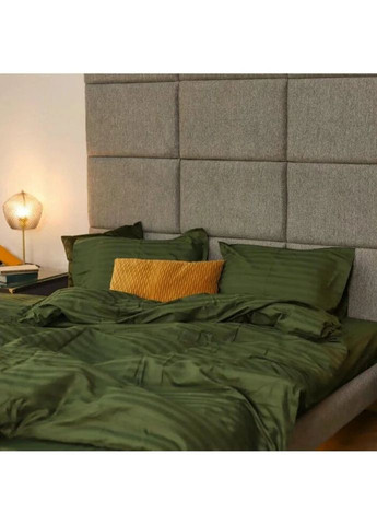 Постільна білизна сімейна Сатин Stripe 81-S 210х143х2 см смарагдова Tiare (336328260)