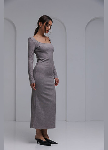 Бежева сукня з трикотажу в рубчик оливкова з квадратною горловиною Arjen