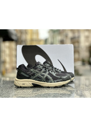 КРОССОВКИ ЖЕНСКИЕ ASICS GEL VENTURE 6 BLACK KHAKI АСИКС ГЕЛЬ ВЕНТУРА No Brand чёрные демисезоны (368855928)