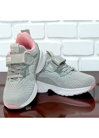 Сірі всесезонні ортопедичні текстильні кросівки на липучці для дівчинки клібі Clibee