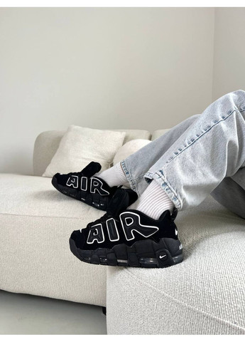 Чорні Осінні кросівки чоловічі nike air more uptempo 96 black white найк аір мор аптемпо No Brand