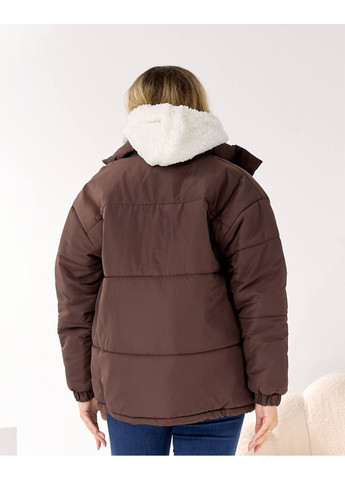 Коричневая зимняя женская зимняя куртка коричневого цвета 36059 No Brand