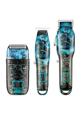 Набір для стрижки V-645 професійна акумуляторна машинка триммер електробритва зі змінними насадками та LED дисплеєм VGR (316651084)