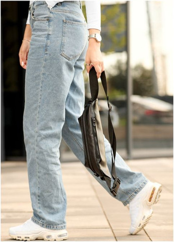 Женская кожаная сумка на пояс бананка Holster MSH черная с перфорацией (SKU_87119101-VS) Sambag (302450374)