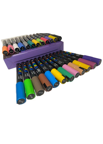 Набір акрилових маркерів Ulebbe для малювання на різних поверхнях 24 кольори (2-3 мм) No Brand (322650510)