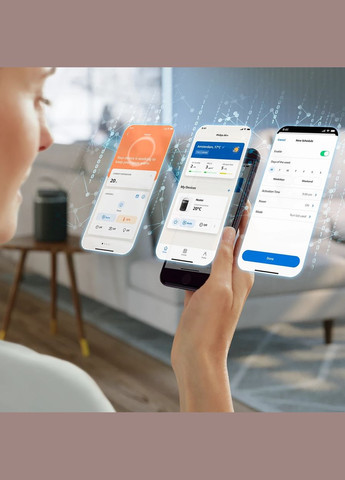 Тепловентилятор Series 3000, 20м2, 2000Вт, электр. упрня, керамич.нагрев.элемент, Wi-Fi, темно-серый Philips (315434787)
