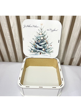 Новорічна дерев’яна подарункова коробка Лісова красуня – стильна упаковка для солодощів та подарунків No Brand (369148517)