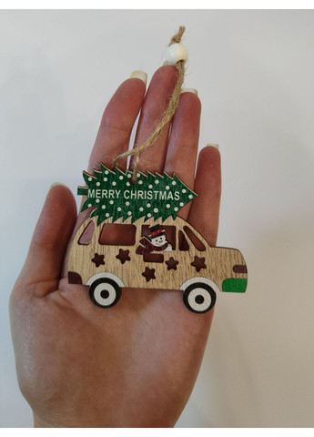 Набор елочных игрушек деревянные машинки 3шт. No Brand (364196195)