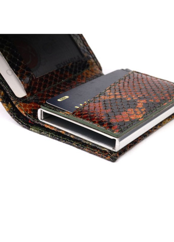 Лакована візитниця з натуральної фактурної шкіри під змію 20988 Різнокольоровий Karya (337353075)