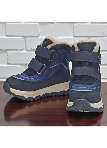 Темно-синие зимние дутики на овчине для мальчика,ботинки на овчине для мальчика,зимние ботинки на липучках Tom.M на липучке