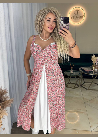 Темно-рожева повсякденний, кежуал жіноча сукня з квітковим принтом Style Point з квітковим принтом