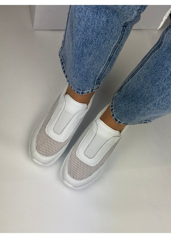 357 Кроссовки Кожаные Белые летние с сеткой KDSL белые лето (335009357)