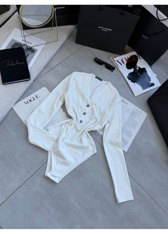 Женское боди из ангоры в рубчик на пуговицах. MonCher (365776628)