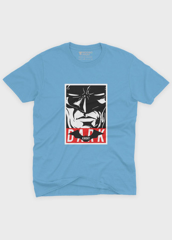 Голубая демисезонная футболка для девочки с принтом супергероя - бэтмен (ts001-1-lbl-006-003-030-g) Modno