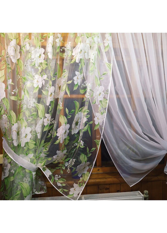 Занавеска короткая Вероника белая яблочный цвет No Brand (372133934)