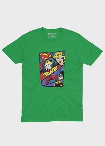Зеленая демисезонная футболка для девочки с принтом супергероев dc (ts001-1-keg-006-004-001-g) Modno