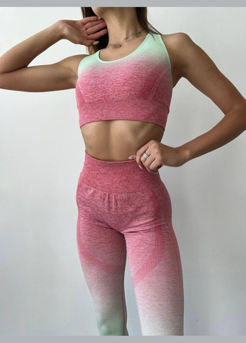 Спортивний костюм (топ та легінси) з ефектом пуш-ап і градієнтом, рожевий з зеленим, розмір S Trends (330756820)