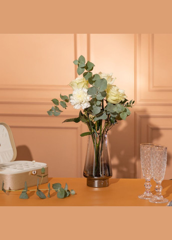 Ваза для цветов стеклянная 1.8 л декоративная прозрачная ваза для букета 25 см Серая HP-10-2 Flower Season (371482282)