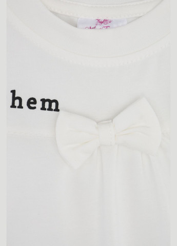 Молочная летняя футболка с коротким рукавом для девочки цвет молочный цб-00242431 Miss Feriha