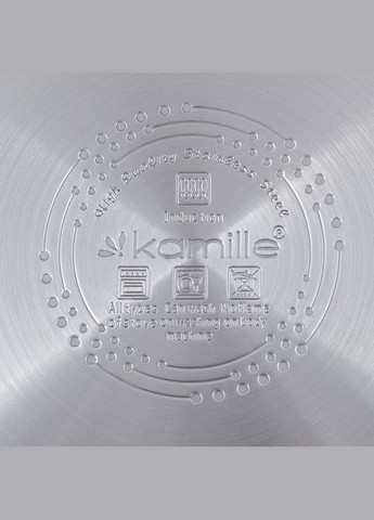 Каструля індукційна Casserote 2.4л з нержавіючої сталі зі скляною кришкою Kamille (372172080)