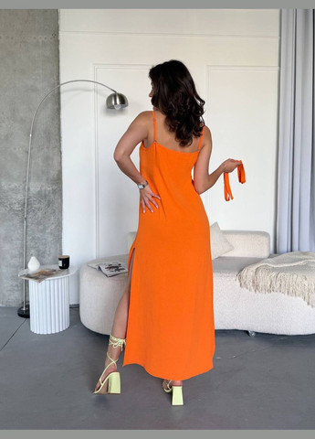 Светло-оранжевое платье-сарафан No Brand
