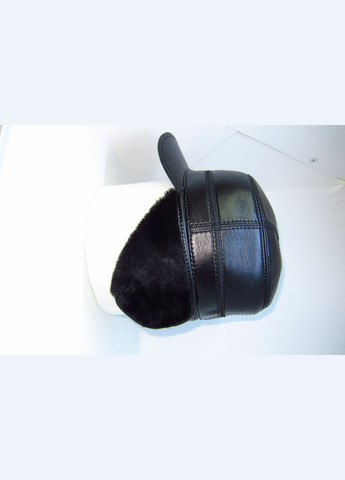 Мужская зимняя шапка из натуральной кожи чёрная на натуральном мехе DAVANI 00511 No Brand кепка немка (315890492)