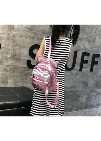 Маленький рюкзак для дівчаток з вушками та бантиком Міккі Маус блискучий рожевий No Brand (351536912)