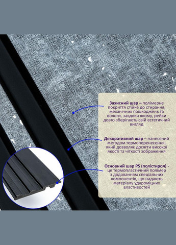 Декоративная PS рейка 2900*116*12мм Светло-серый мрамор Sticker Wall (300241969)