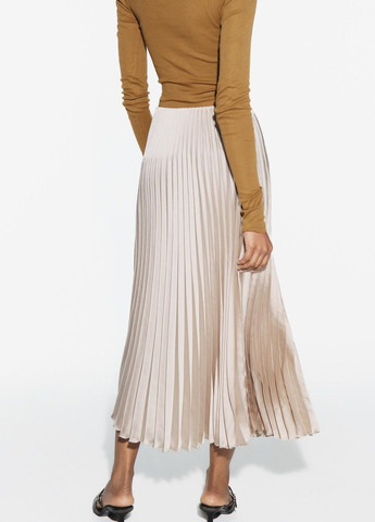 Серо-бежевая офисная однотонная юбка Zara