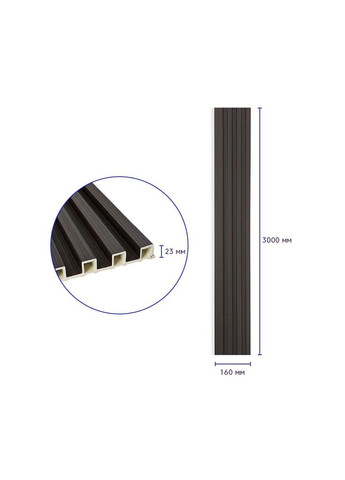 Декоративная стеновая рейка венге 3000*160*23мм D (3DPanda-1537) Sticker Wall (323155573)