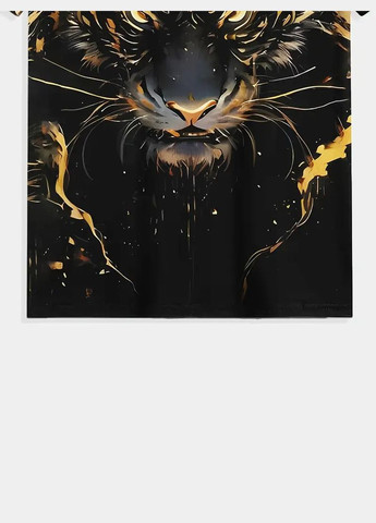 Комбінована футболка чоловіча 3d принт чорний тигр приготувався нападати термо дихаюча літня xxl 56 No Brand