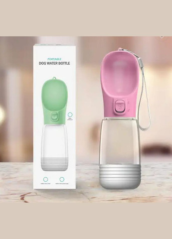 Портативная универсальная поилка Qianshi для животных с чашей для корма 380 мл + 180 г, Розовая ( ) No Brand (302392529)