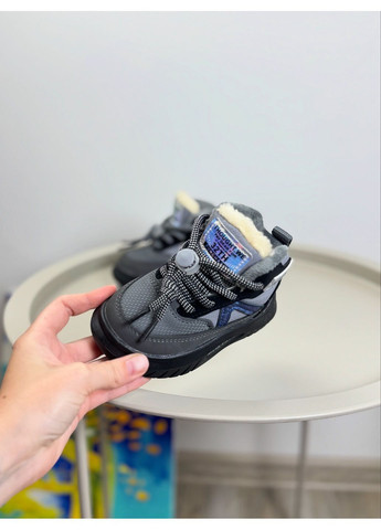 Черные повседневные осенние ботинки зимние детские черные 1570 No Brand