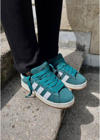КРОСІВКИ ЖІНОЧІ ADIDAS CAMPUS DARK GREEN WHITE АДІДАС КАМПУС No Brand сірі демісезони (367169365)