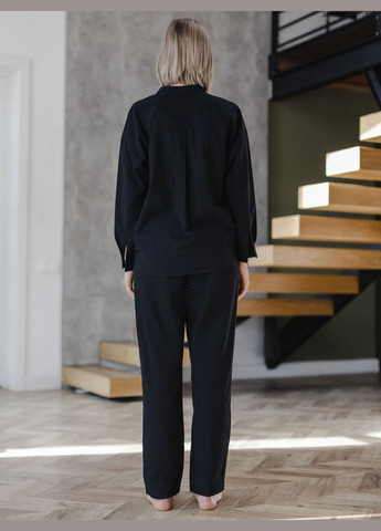 Чорна піжама жіноча з вареної бавовни black l Leglo