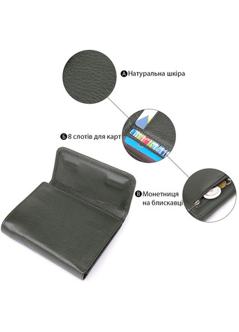 Жіночий гаманець середнього розміру із натуральної шкіри 23074 Зелений st leather (330359582)