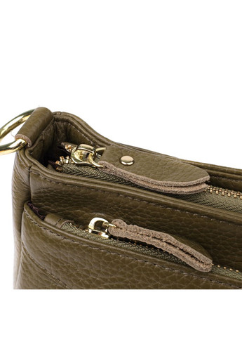 Стильна шкіряна сумка через плече з формостійким оливковим дном. Vintage (352167700)