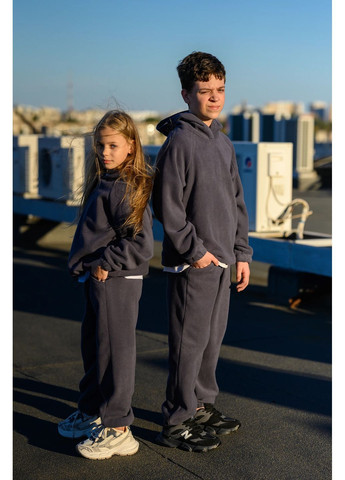 Темно-сірий флісовий костюм для дівчаток / підлітків No Brand