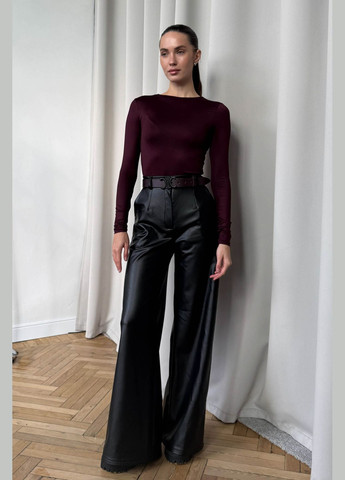 Брюки-палаццо черного цвета из эко-кожи Jadone Fashion (308284266)