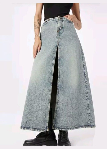 Голубая джинсовая однотонная юбка джинсовая Weekday