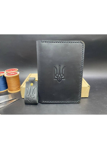 Портмоне для документов с гербом из натуральной кожи. Обложка для паспорта. Докхолдер Черный цвет No Brand (356508863)