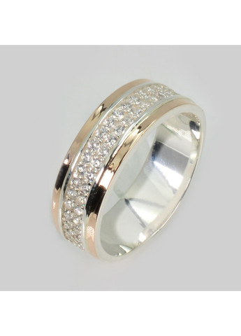 Обручка срібна з золотими пластинами Silver Style (367112370)